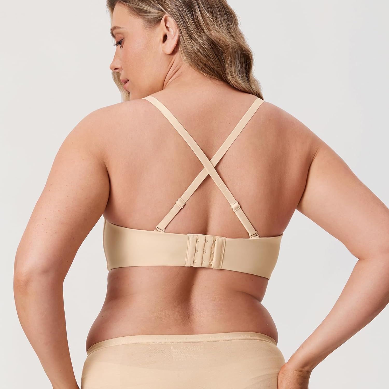 image:imageDELIMIRA Womens Strapless Bra Minimizer Seamless Underwire Unlined Bandeau for Big BustLight Oatmeal