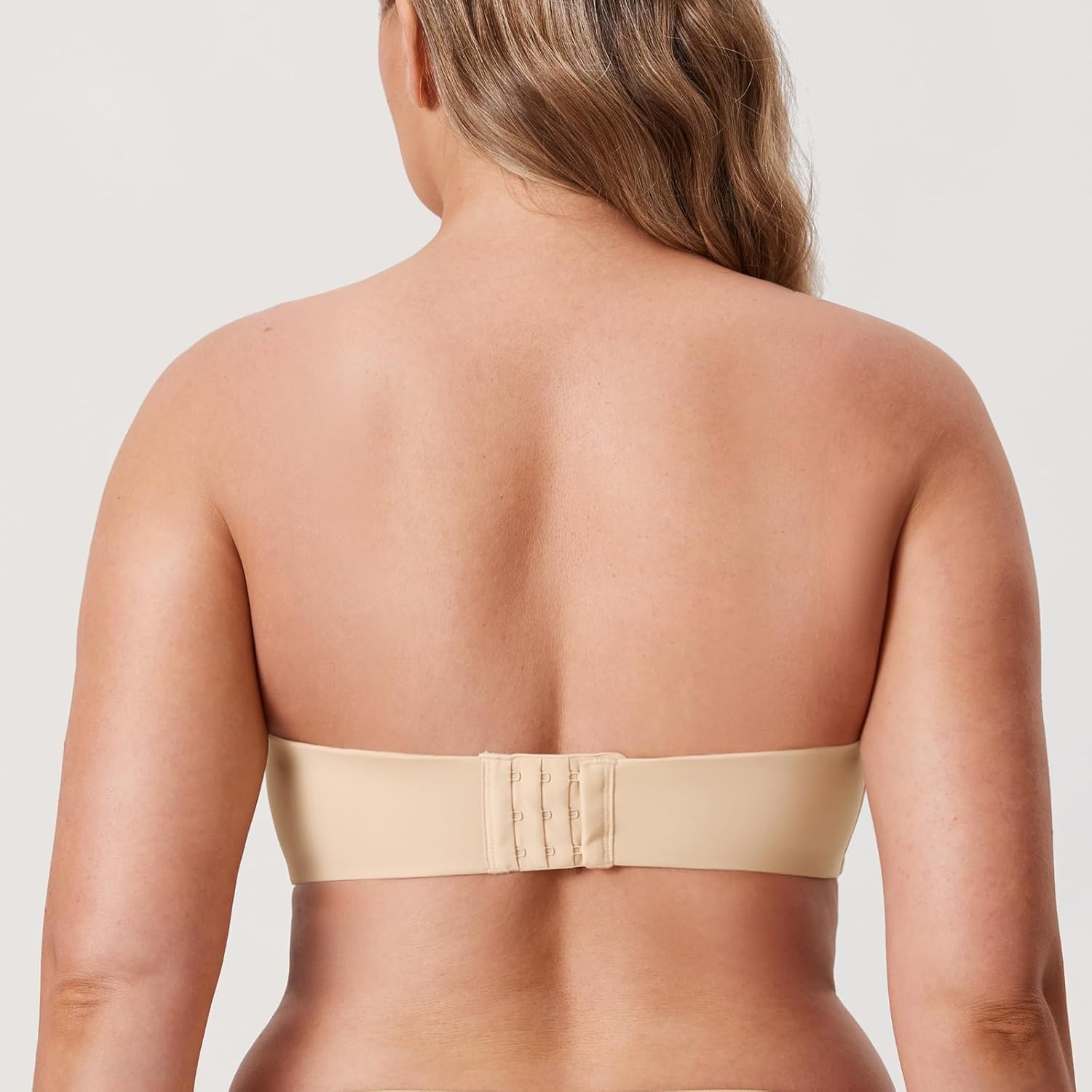 image:imageDELIMIRA Womens Strapless Bra Minimizer Seamless Underwire Unlined Bandeau for Big BustLight Oatmeal