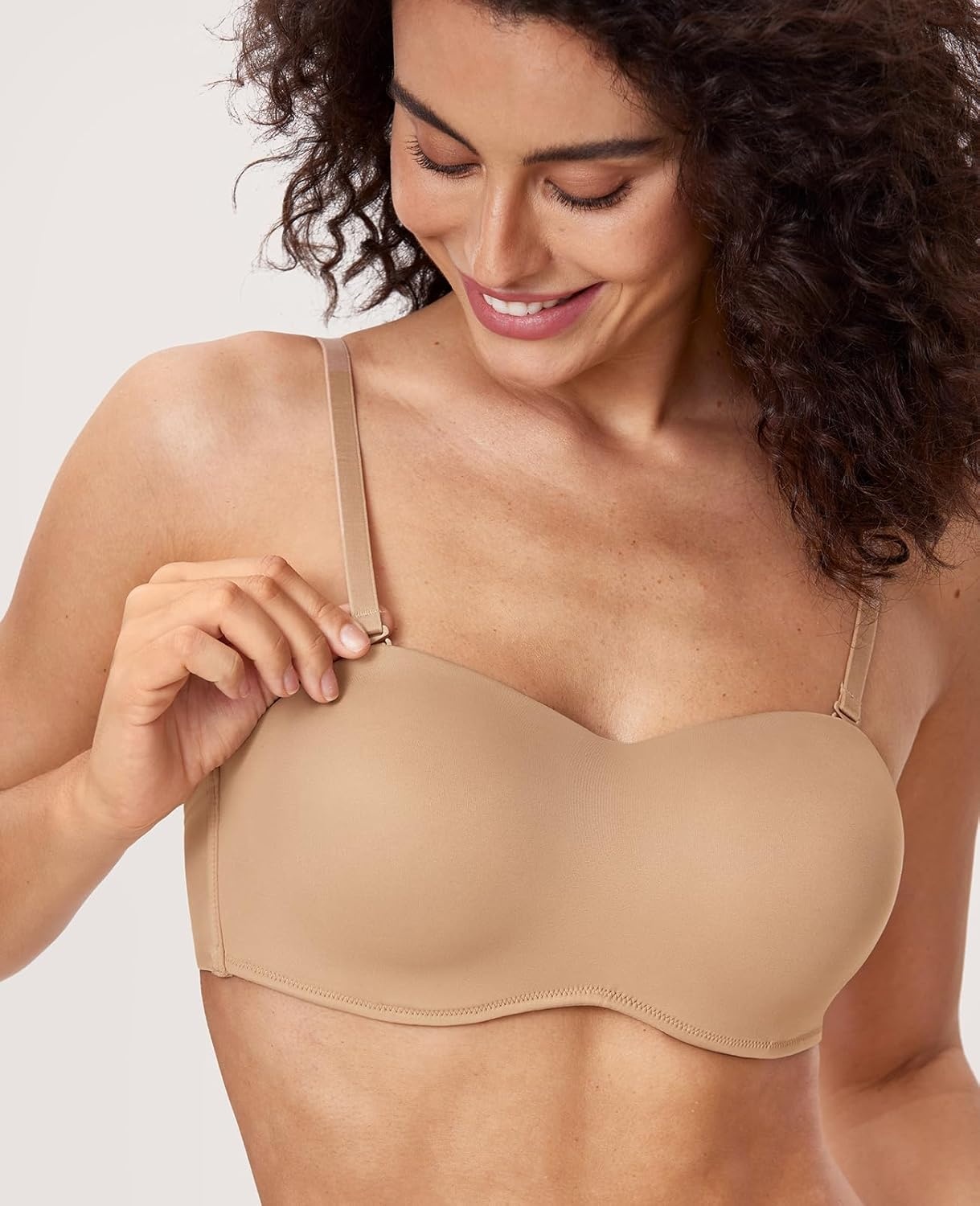 image:imageDELIMIRA Womens Strapless Bra Minimizer Seamless Underwire Unlined Bandeau for Big BustNatural