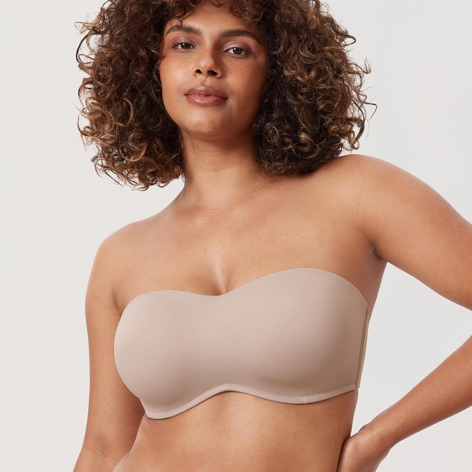 image:imageDELIMIRA Womens Strapless Bra Minimizer Seamless Underwire Unlined Bandeau for Big BustSea Fog