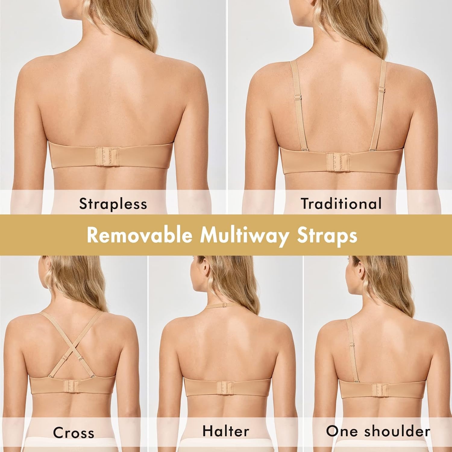 image:imageDELIMIRA Womens Strapless Bra Minimizer Seamless Underwire Unlined Bandeau for Big BustTaupe Tan