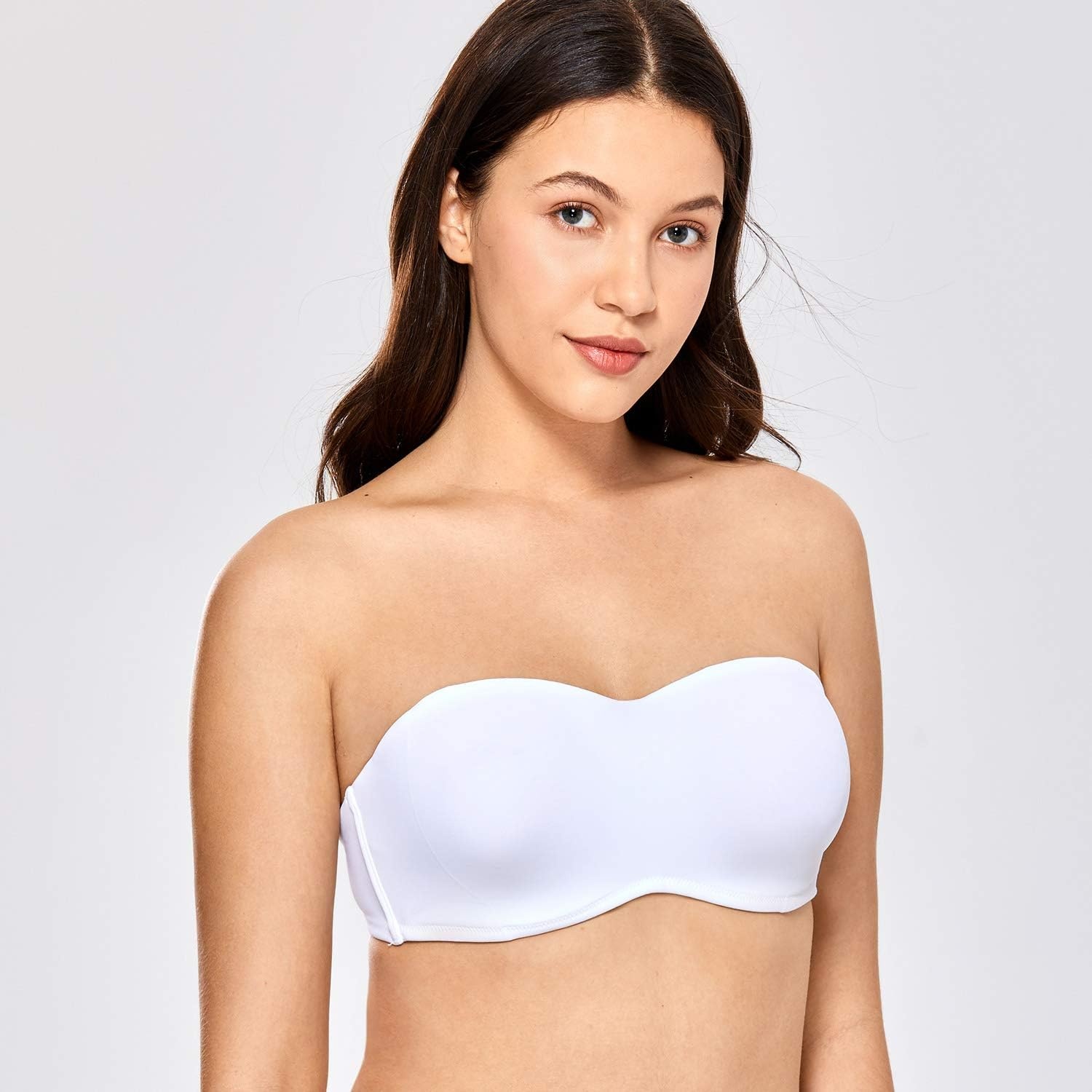 image:imageDELIMIRA Womens Strapless Bra Minimizer Seamless Underwire Unlined Bandeau for Big BustWhite