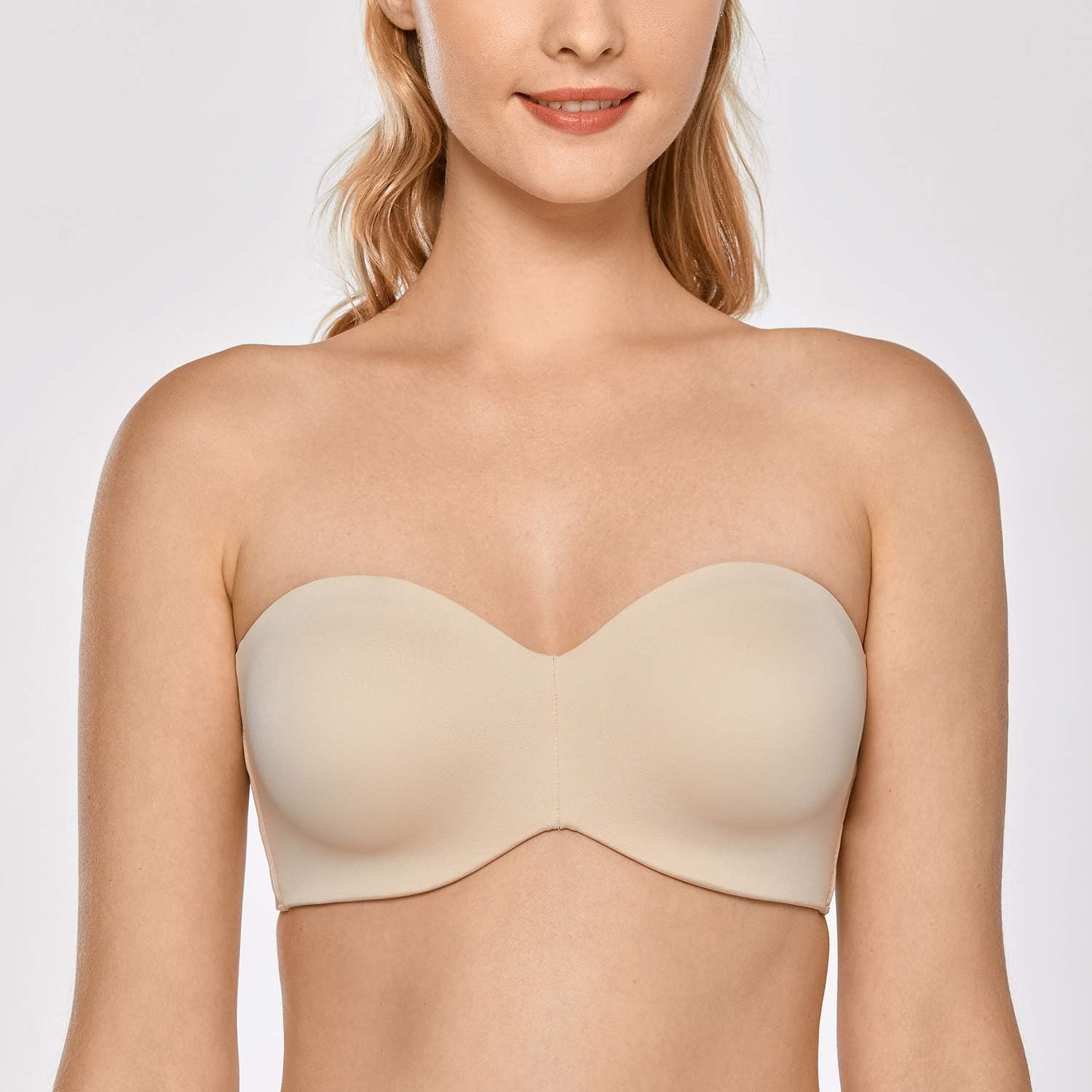 image:imageDELIMIRA Womens Strapless Bra Unlined Underwire Minimizer Plus Size SupportBeige