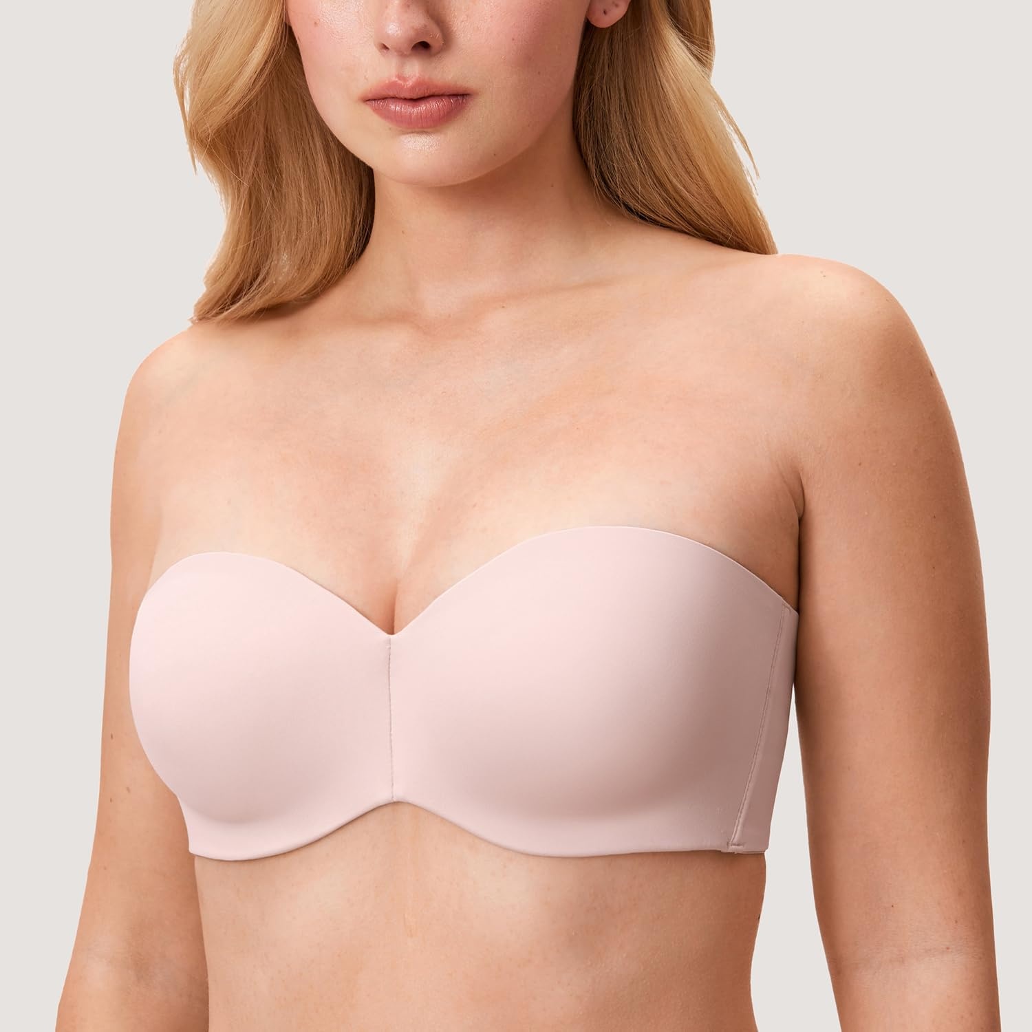 image:imageDELIMIRA Womens Strapless Bra Unlined Underwire Minimizer Plus Size SupportGentle Rose