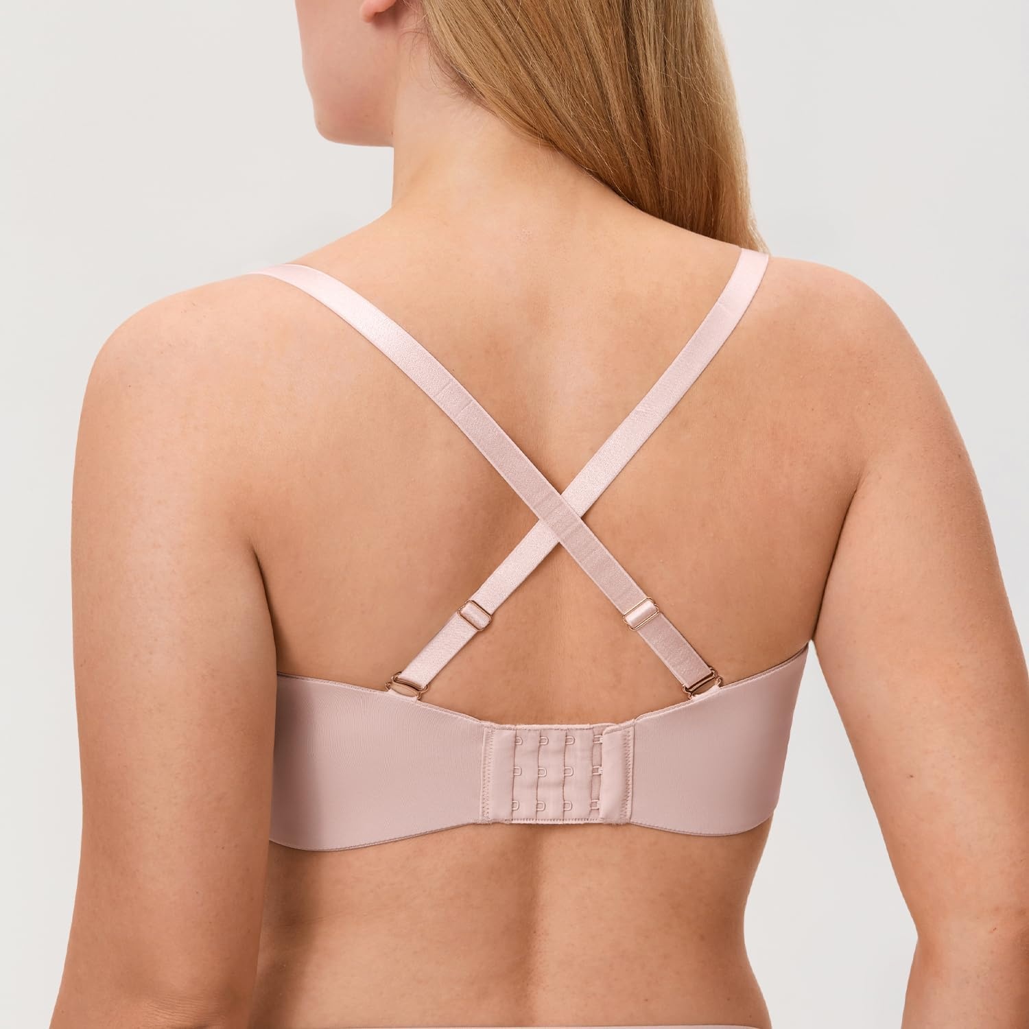 image:imageDELIMIRA Womens Strapless Bra Unlined Underwire Minimizer Plus Size SupportGentle Rose