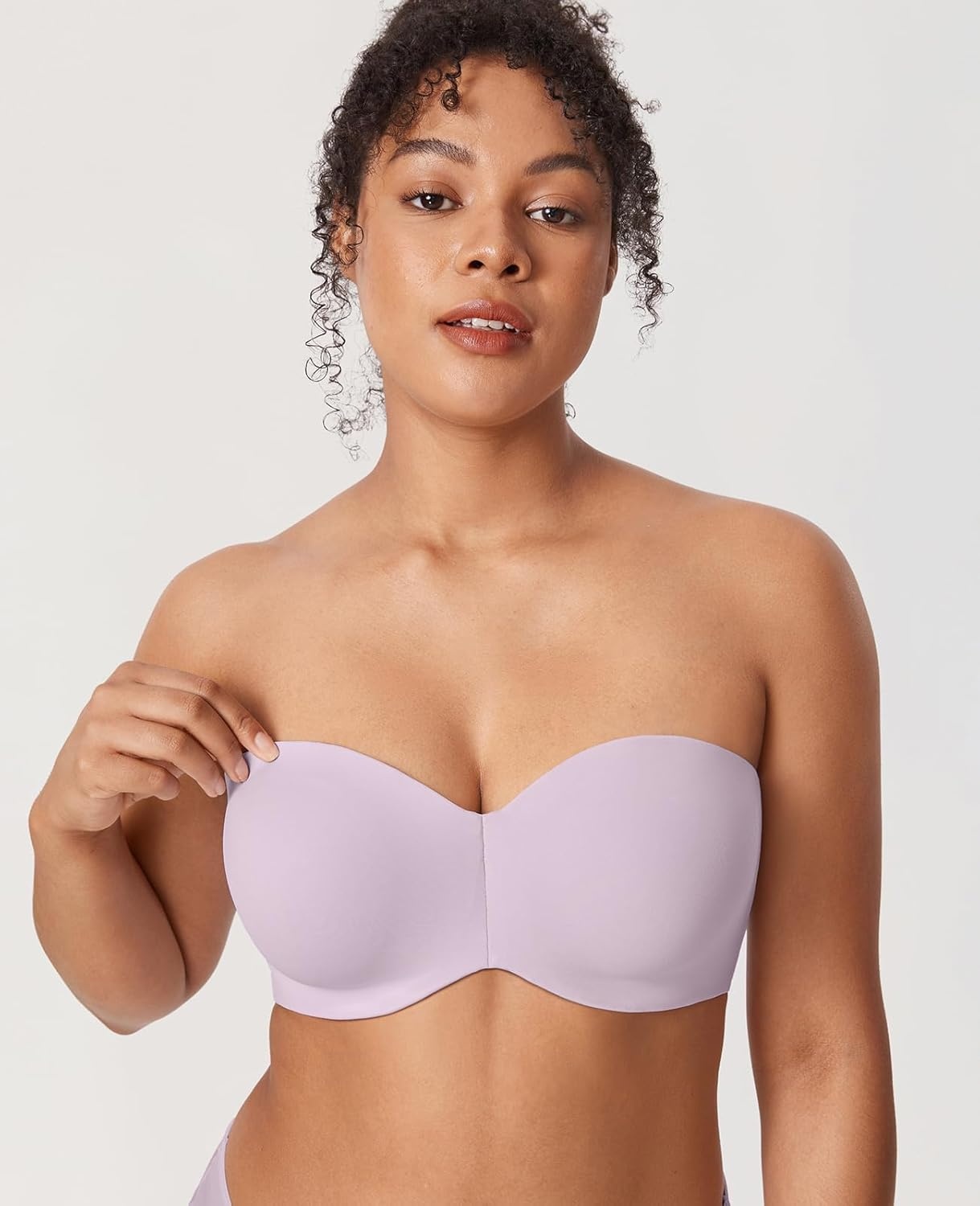 image:imageDELIMIRA Womens Strapless Bra Unlined Underwire Minimizer Plus Size SupportOrchid Hush