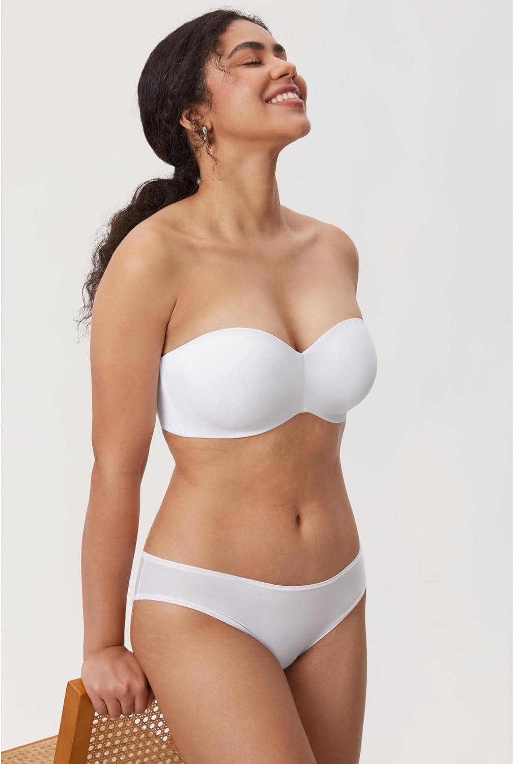 image:imageDELIMIRA Womens Strapless Bra Unlined Underwire Minimizer Plus Size SupportWhite