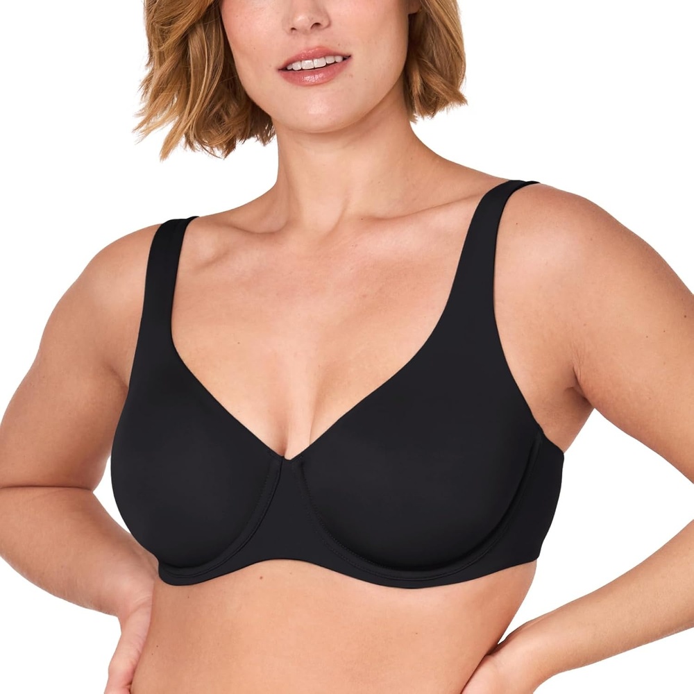 image:imageDELIMIRA Womens Confishape Balconette Bra Supportive T Shirt Full Coverage Plus Size Bras Underwire UnlinedBlack Unlined
