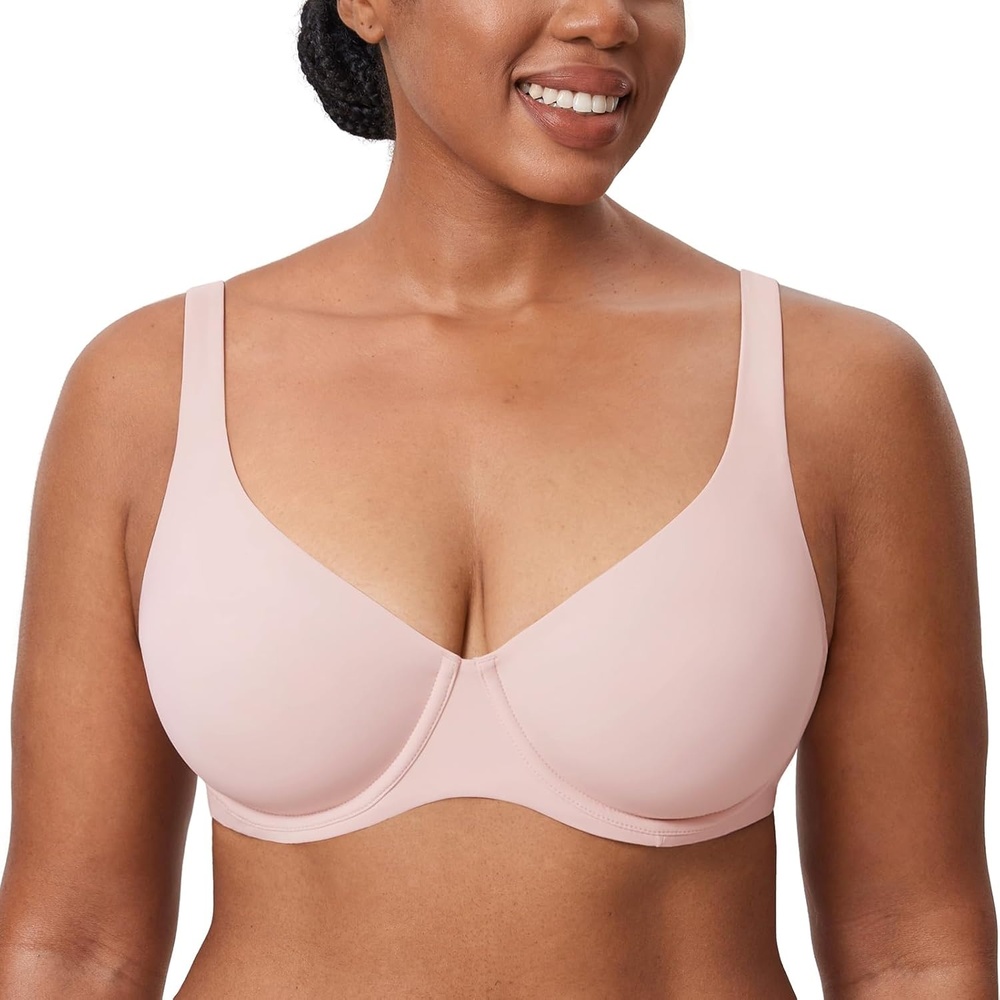 image:imageDELIMIRA Womens Confishape Balconette Bra Supportive T Shirt Full Coverage Plus Size Bras Underwire UnlinedGentle Rose Unlined