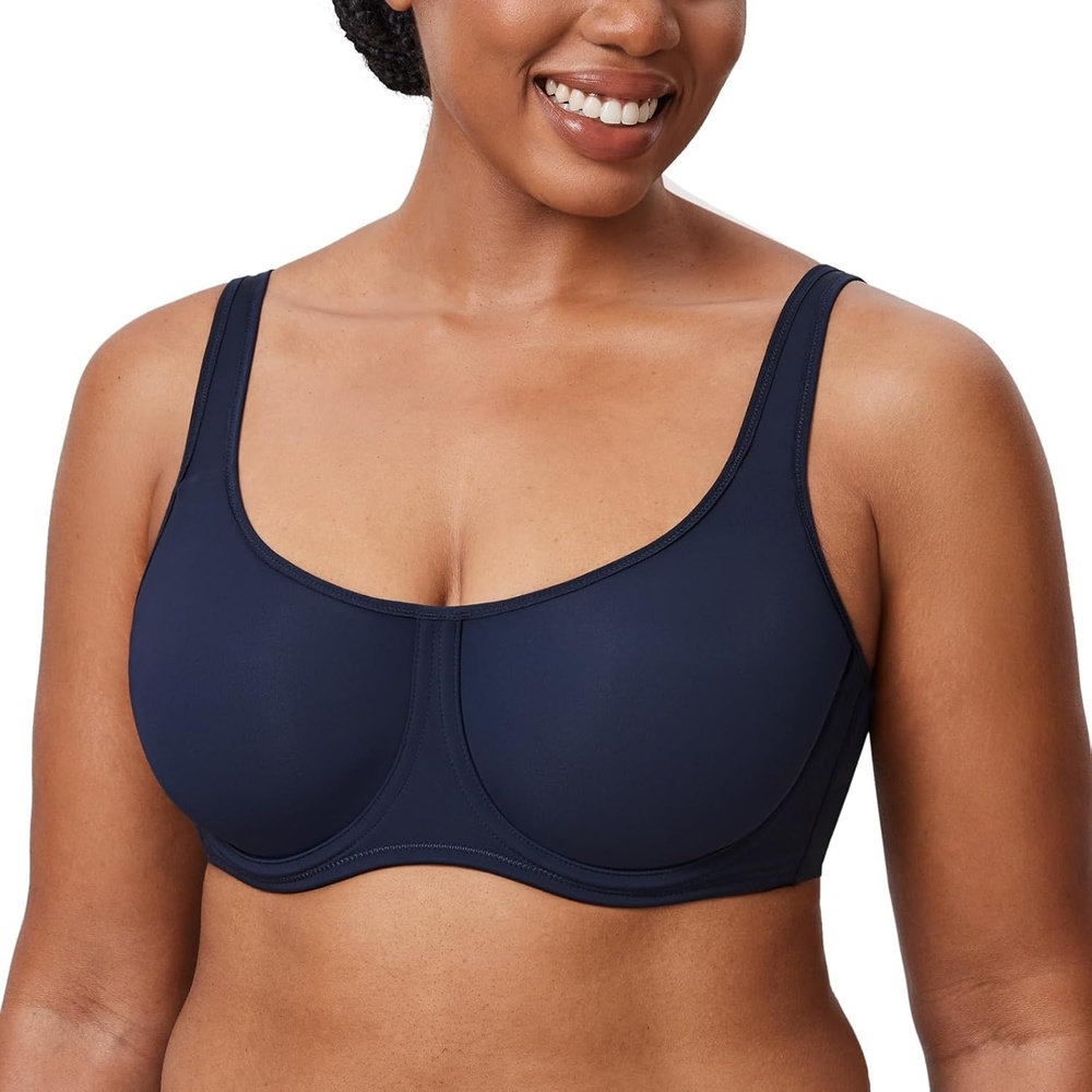 image:imageDELIMIRA Womens Confishape Full Coverage Bra Plus Size T Shirt Supportive Underwire Unlined Comfortable BrasDeep Ocean Blue Unlined