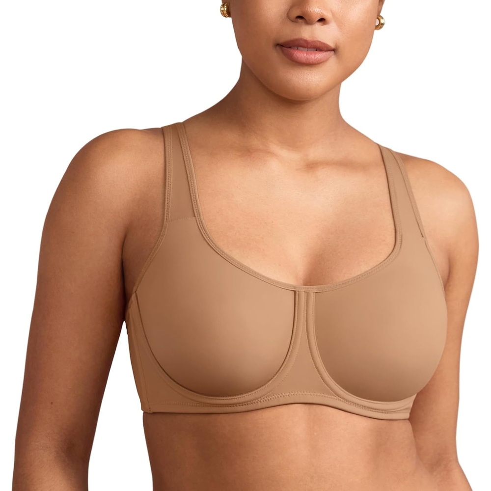 image:imageDELIMIRA Womens Confishape Full Coverage Bra Plus Size T Shirt Supportive Underwire Unlined Comfortable BrasGravel Beige Unlined