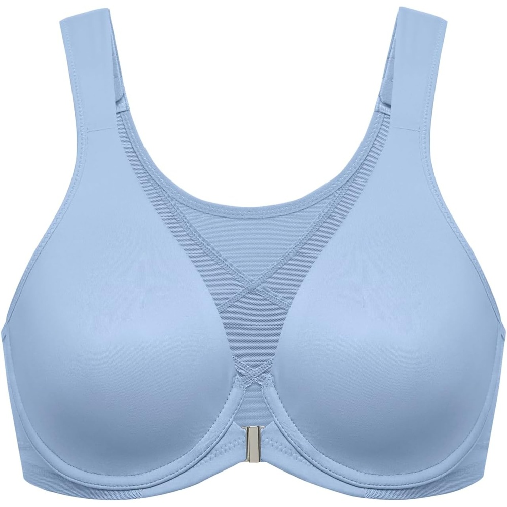 image:imageDELIMIRA Womens Front Closure Bras Posture Full Coverage Plus Size Underwire Unlined Back Support Plunge Seamless Bra BHMoonlight Blue