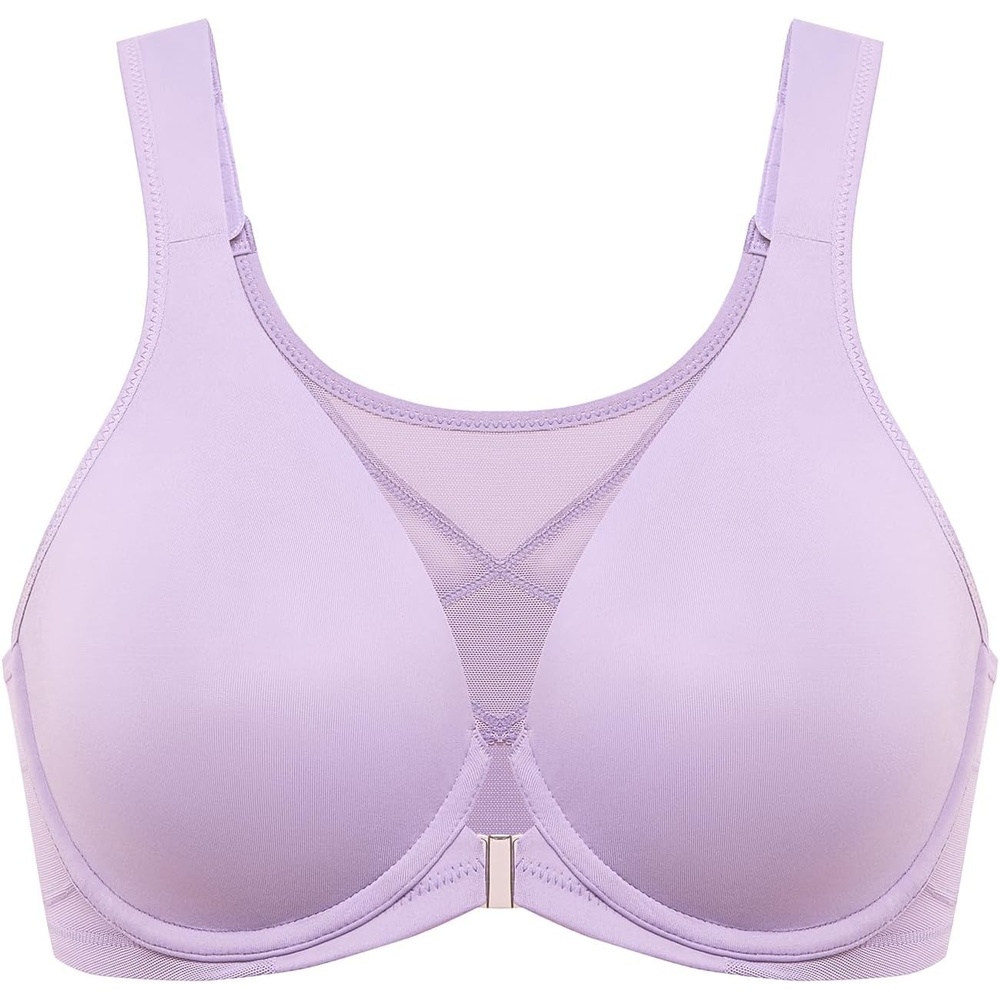 image:imageDELIMIRA Womens Front Closure Bras Posture Full Coverage Plus Size Underwire Unlined Back Support Plunge Seamless Bra BHOrchid Hush