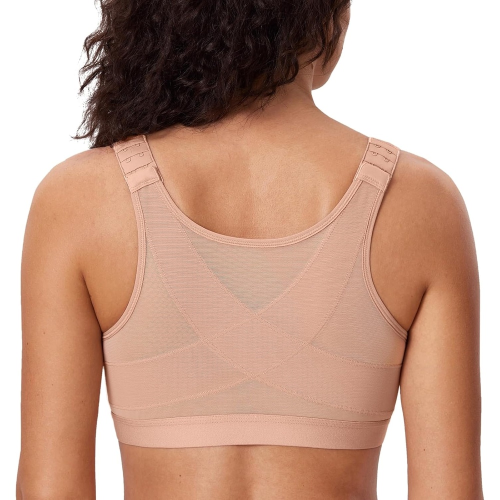 image:imageDELIMIRA Womens Front Closure Posture Wireless Back Support Full Coverage BraBlush Beige
