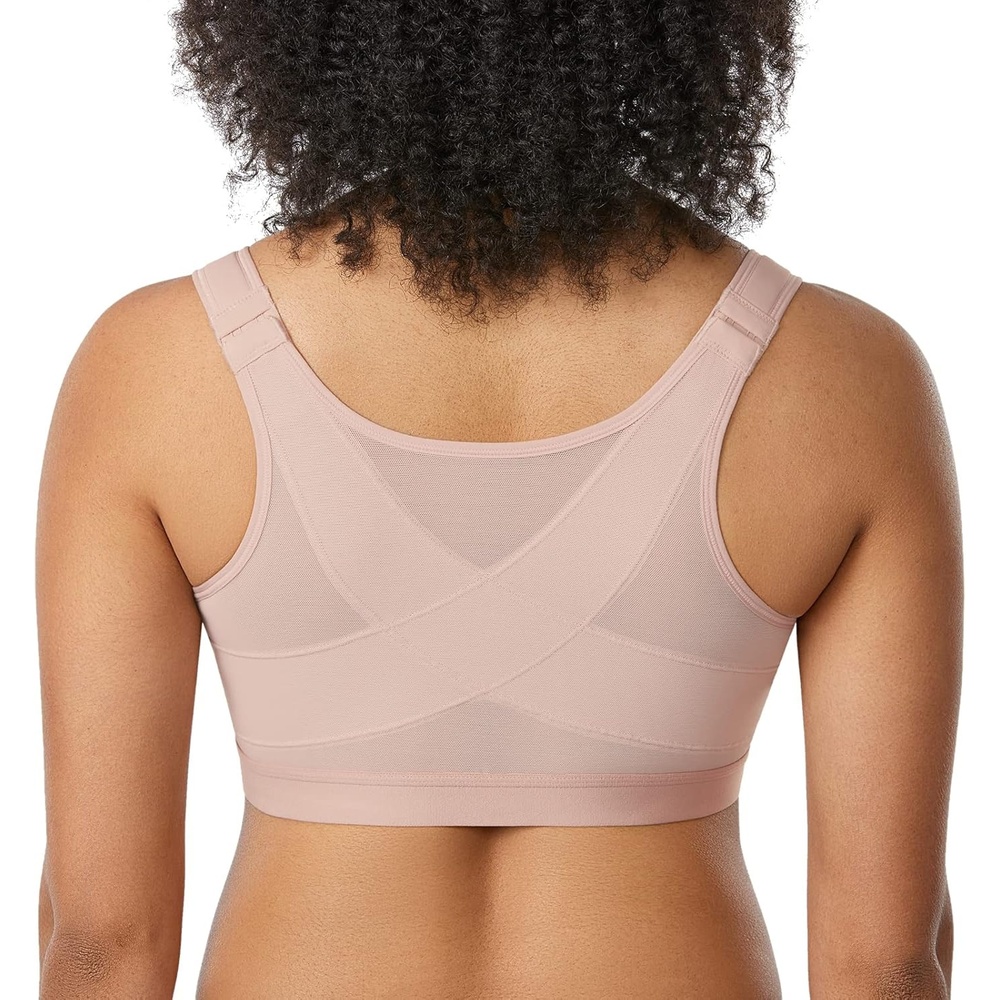 image:imageDELIMIRA Womens Front Closure Posture Wireless Back Support Full Coverage BraRose Smoked