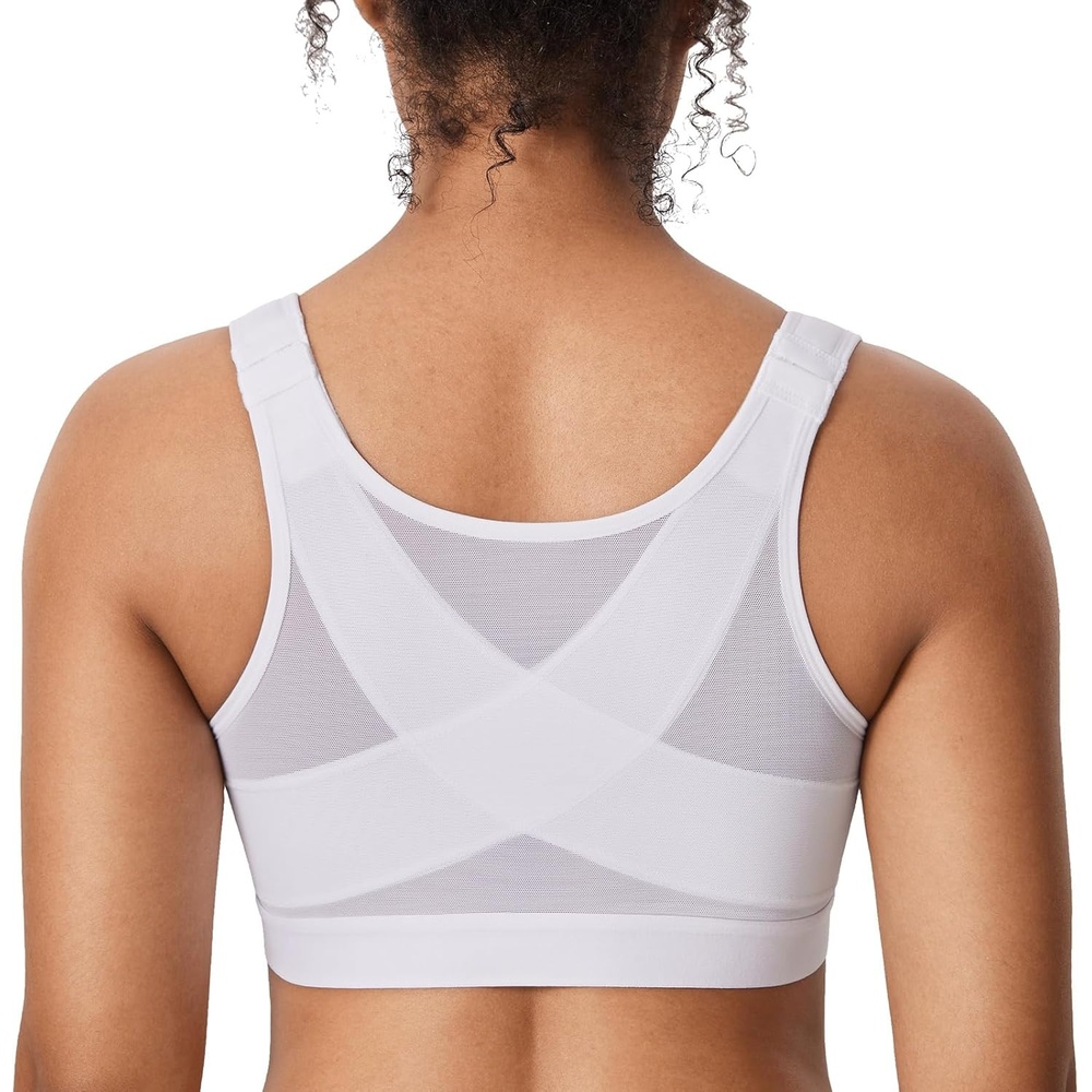 image:imageDELIMIRA Womens Front Closure Posture Wireless Back Support Full Coverage BraWhite