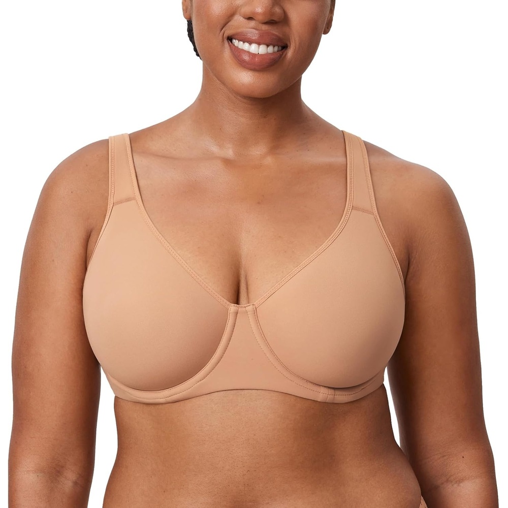 image:imageDELIMIRA Womens Inbarely Plus Full Coverage Bra Plus Size Underwire Unlined Seamless BrasBarely Buff