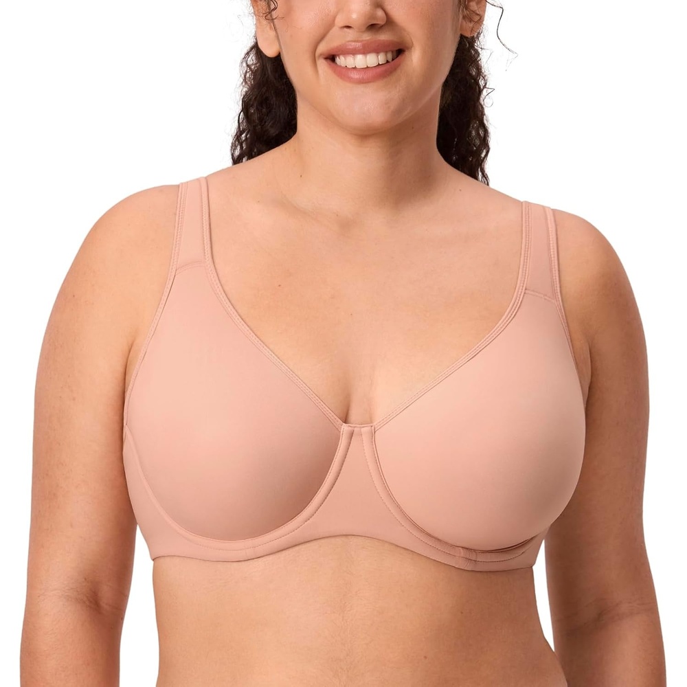image:imageDELIMIRA Womens Inbarely Plus Full Coverage Bra Plus Size Underwire Unlined Seamless BrasBlush Beige