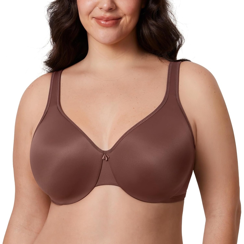 image:imageDELIMIRA Womens Minimizer Bra Plus Size Underwire Smooth Full Coverage Seamless BrasBrown Violet