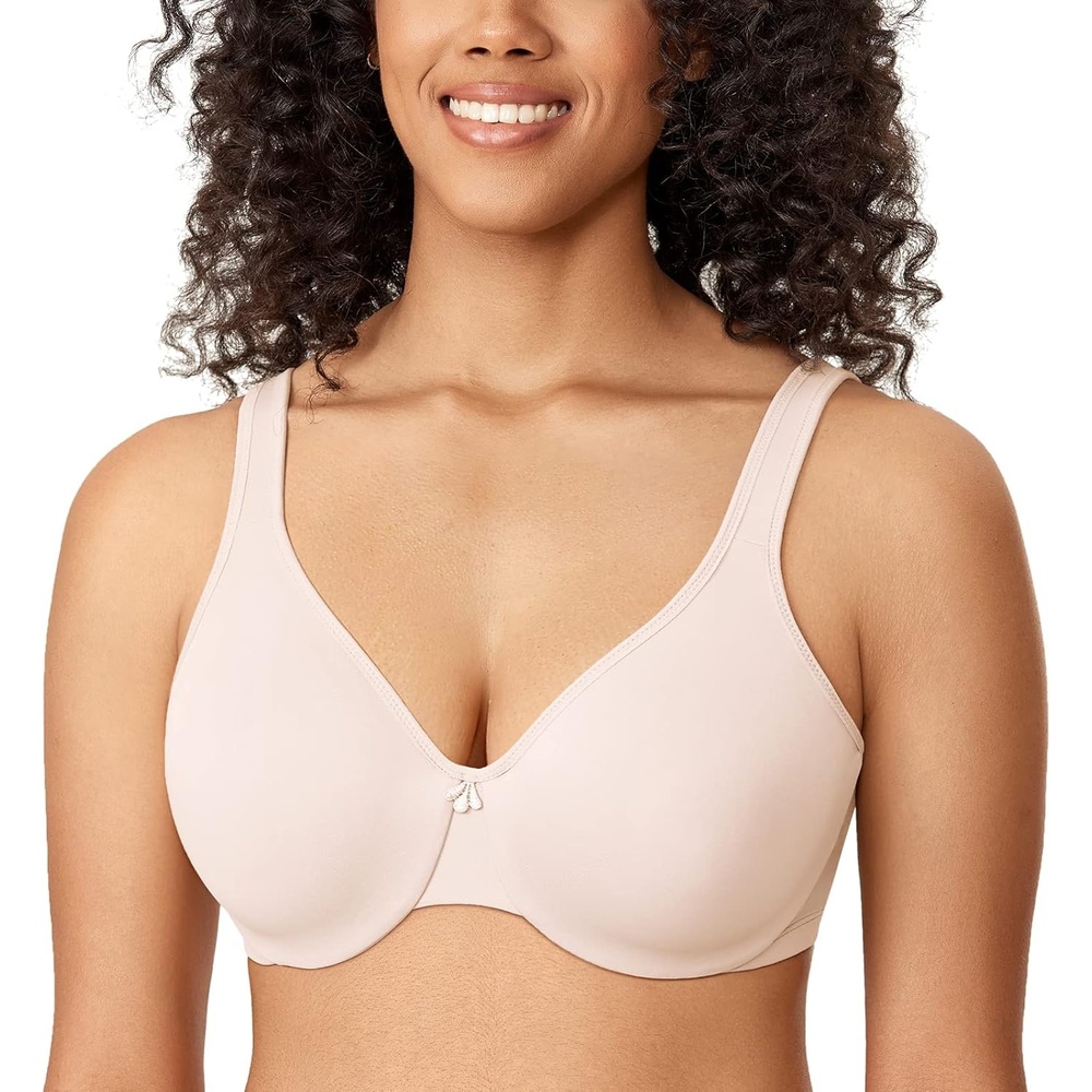 image:imageDELIMIRA Womens Minimizer Bra Plus Size Underwire Smooth Full Coverage Seamless BrasRose White