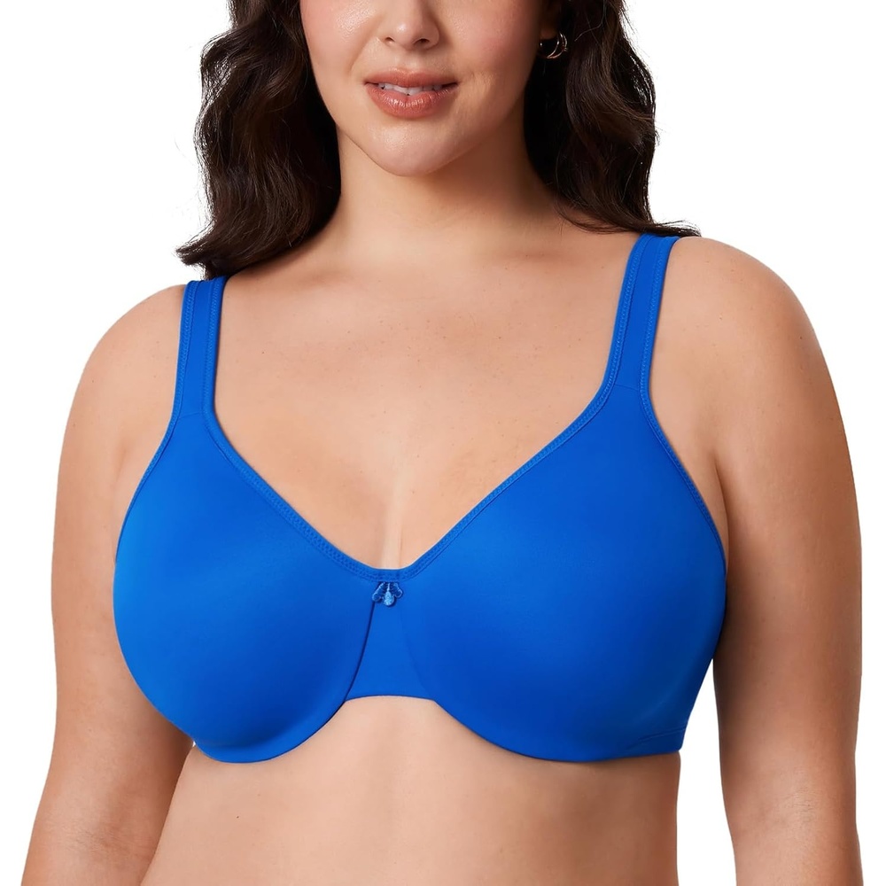 image:imageDELIMIRA Womens Minimizer Bra Plus Size Underwire Smooth Full Coverage Seamless BrasSparkle Blue