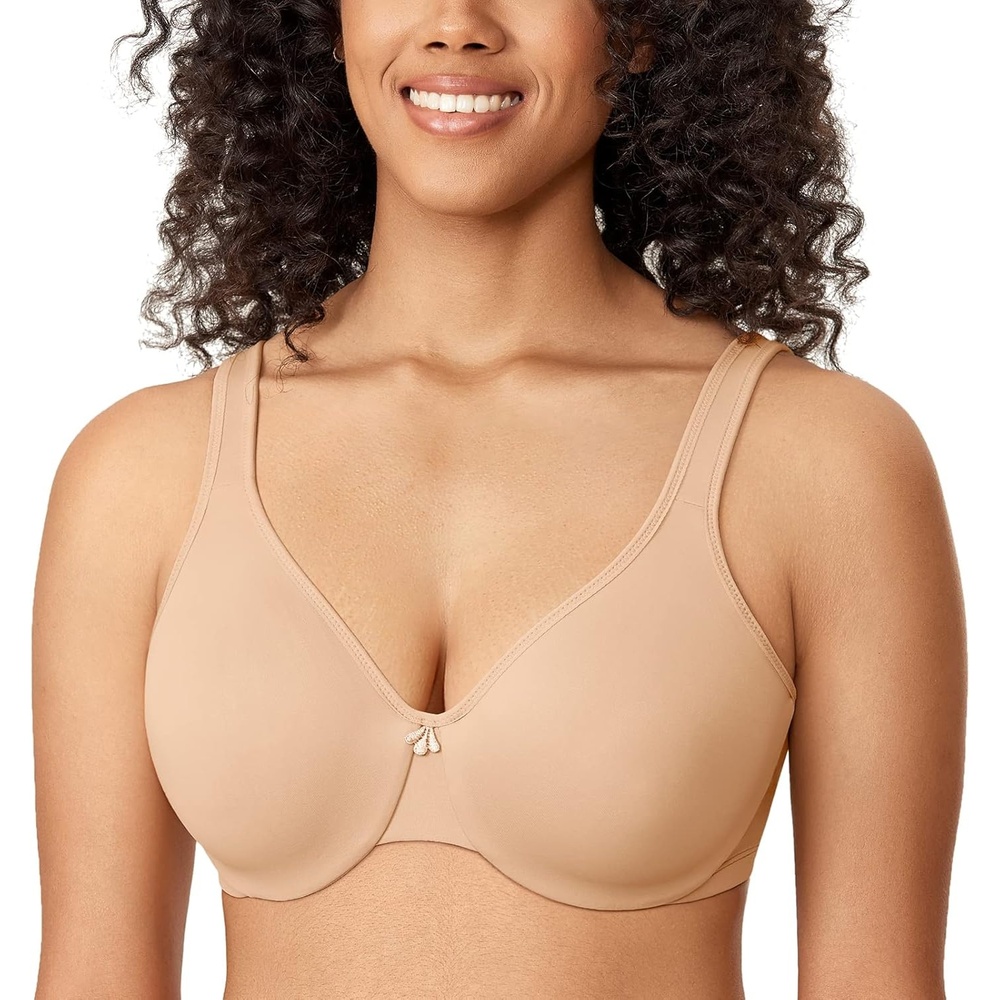 image:imageDELIMIRA Womens Minimizer Bra Plus Size Underwire Smooth Full Coverage Seamless BrasTaupe Tan