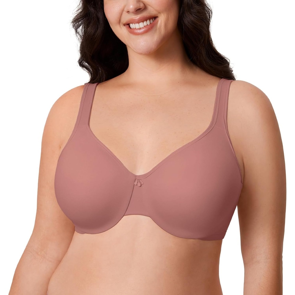 image:imageDELIMIRA Womens Minimizer Bra Plus Size Underwire Smooth Full Coverage Seamless BrasVintage Rose