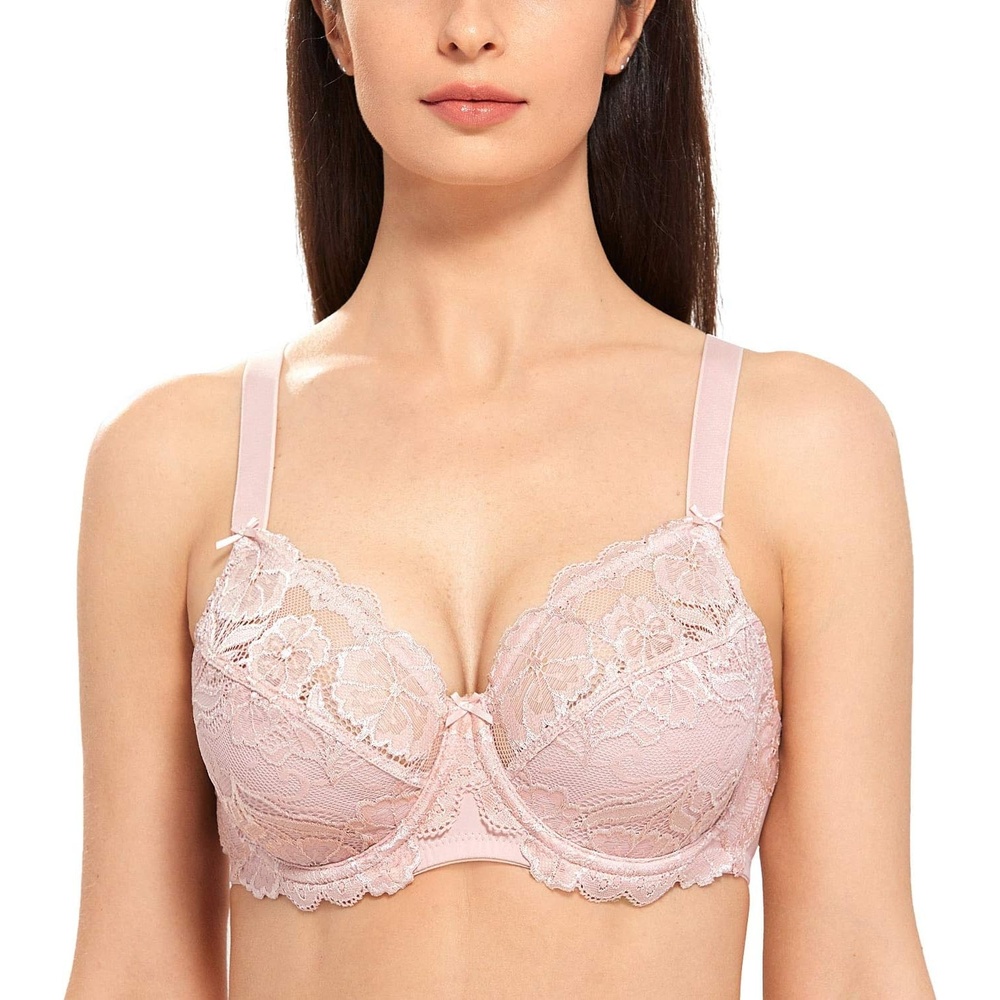 image:imageDELIMIRA Womens Plus Size Full Coverage Lace Underwire Unlined Bra Up to JGentle Rose