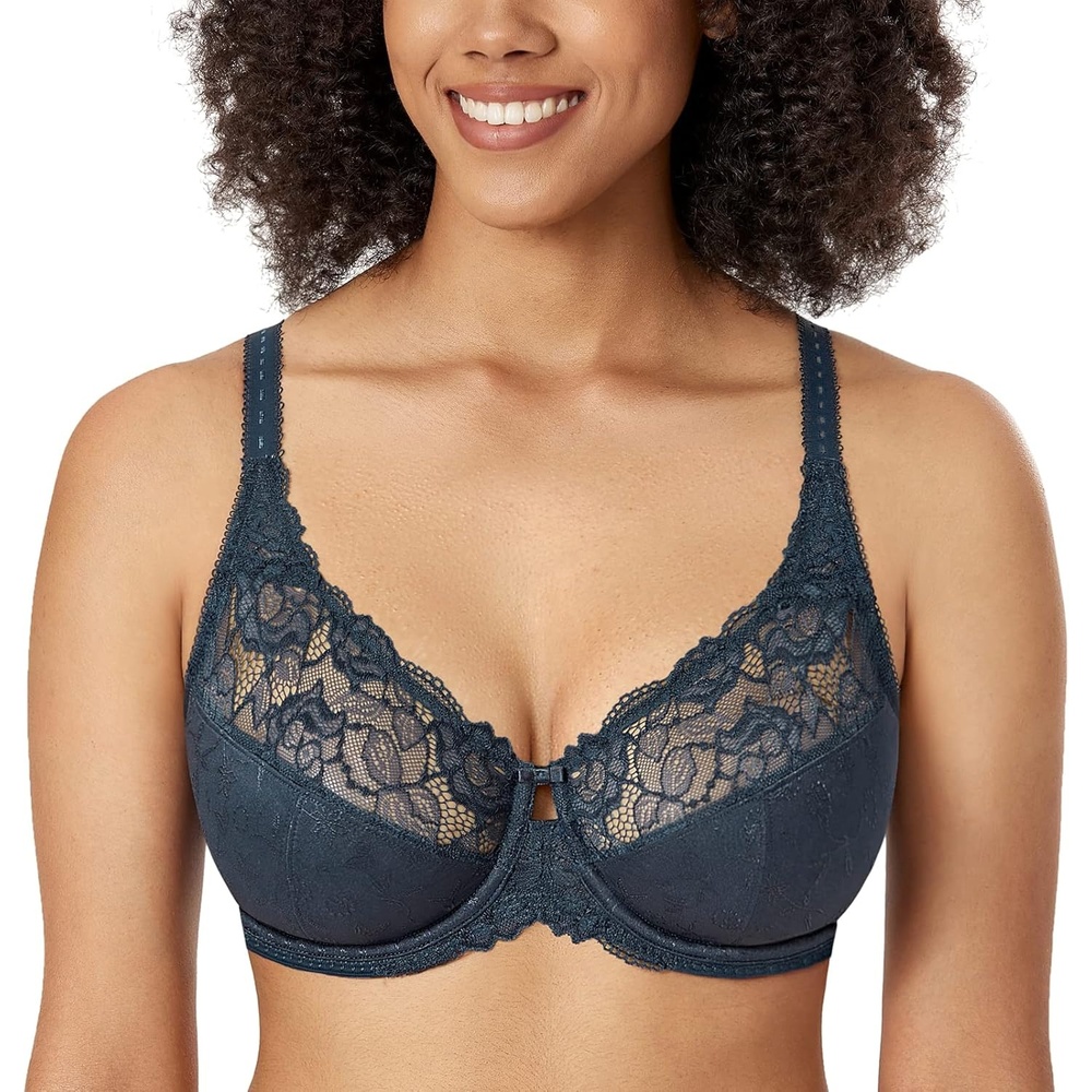 image:imageDELIMIRA Womens Plus Size Full Coverage Underwire Unlined Minimizer Lace BraSargasso