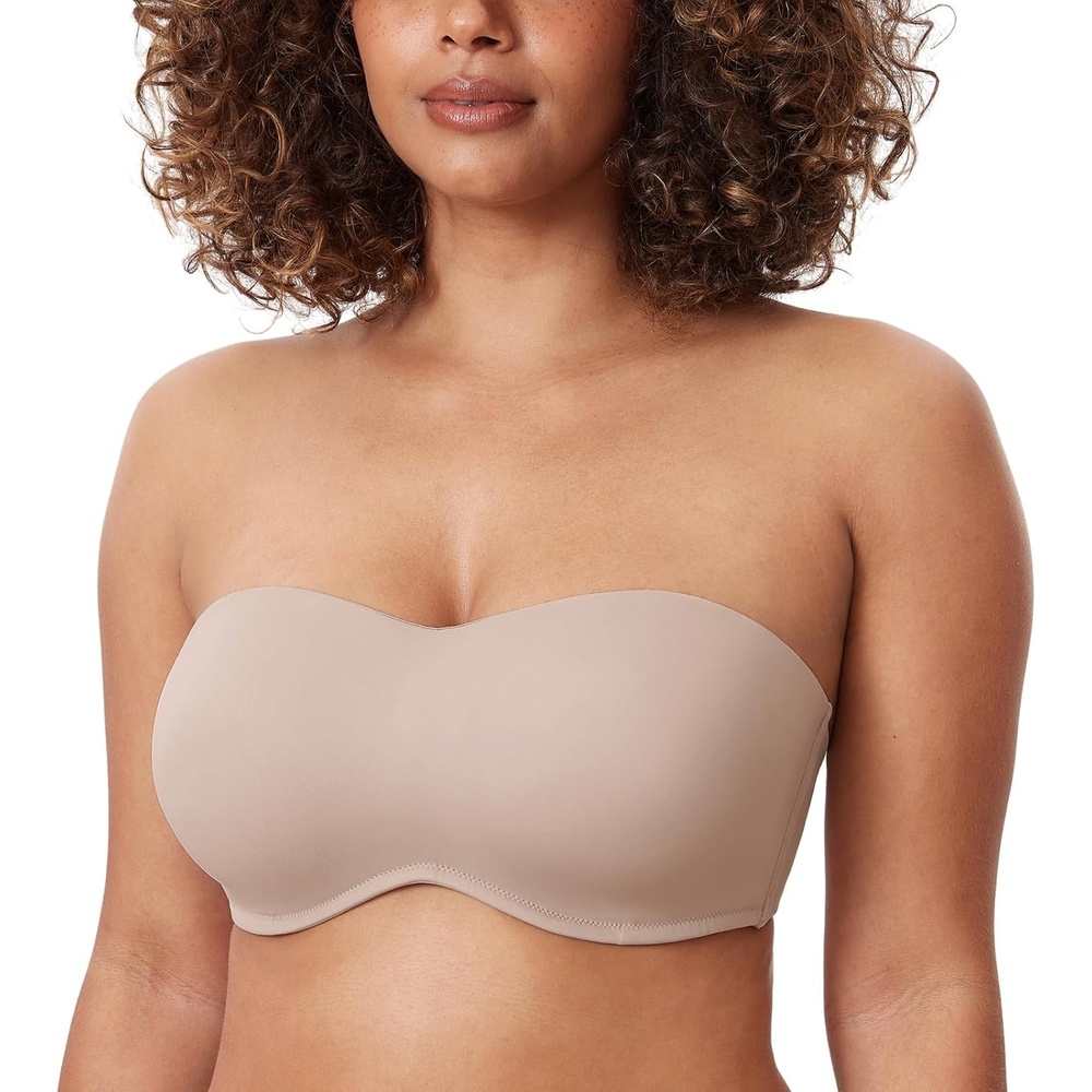 image:imageDELIMIRA Womens Strapless Bra Minimizer Seamless Underwire Unlined Bandeau for Big BustSea Fog