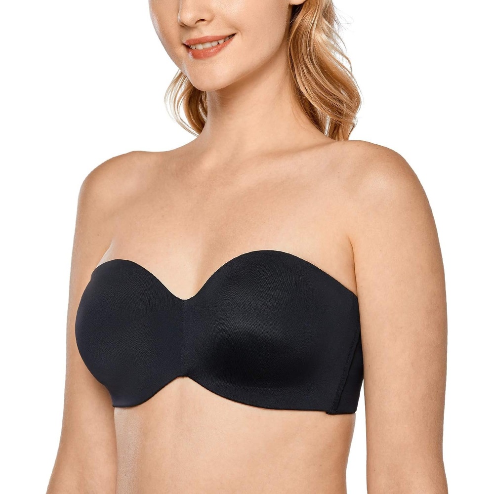 image:imageDELIMIRA Womens Strapless Bra Unlined Underwire Minimizer Plus Size SupportBlack