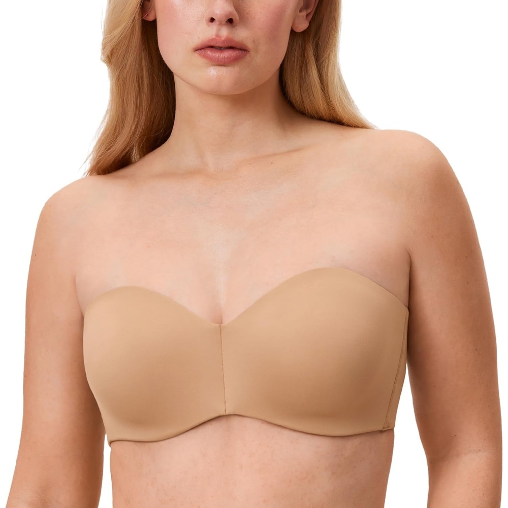 image:imageDELIMIRA Womens Strapless Bra Unlined Underwire Minimizer Plus Size SupportNatural