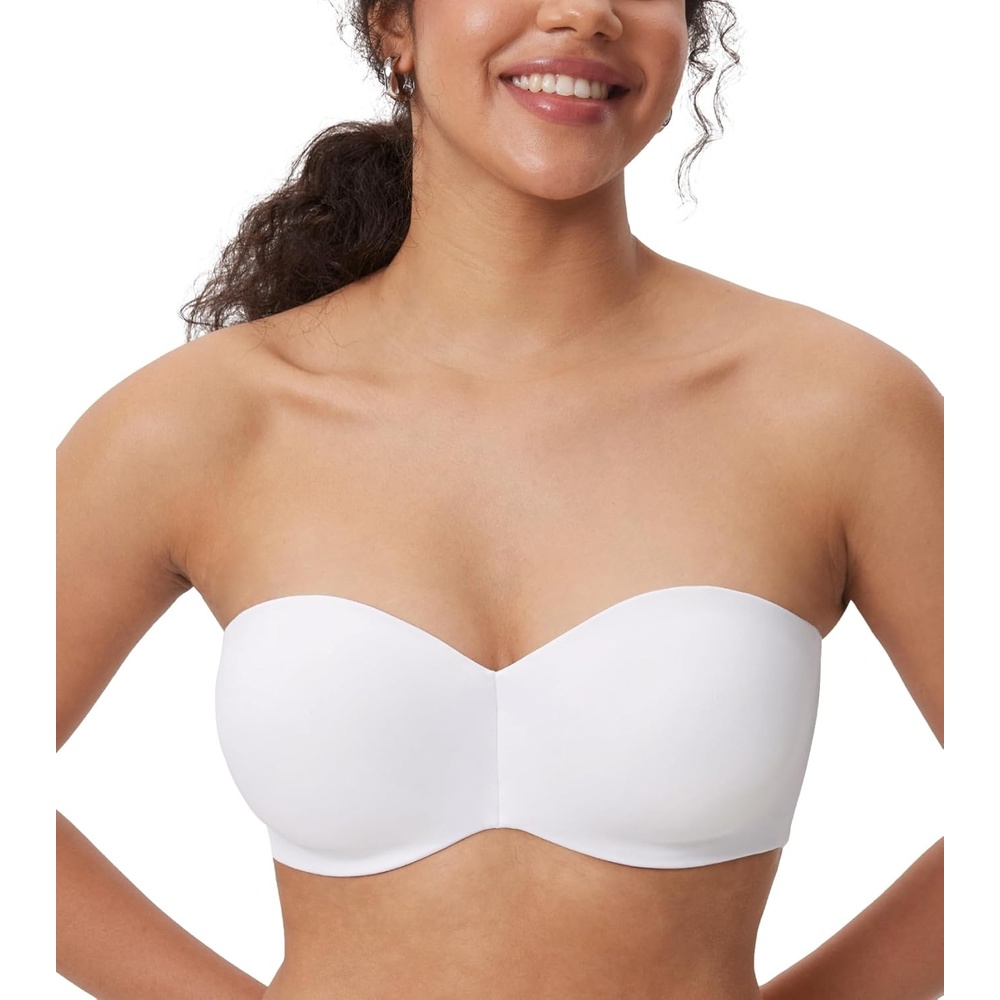 image:imageDELIMIRA Womens Strapless Bra Unlined Underwire Minimizer Plus Size SupportWhite