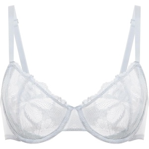 image:imageDELIMIRA Womens Balconette Bra Plus Size Lace Sexy Underwire Unlined Push Up See Through BrasFrench Gray