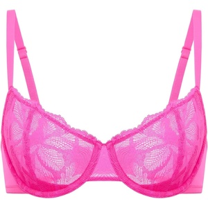 image:imageDELIMIRA Womens Balconette Bra Plus Size Lace Sexy Underwire Unlined Push Up See Through BrasGlitter Rose