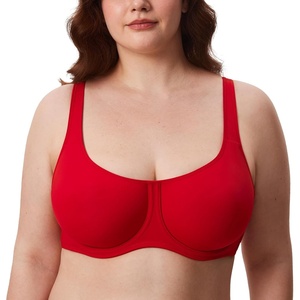 image:imageDELIMIRA Womens Confishape Full Coverage Bra Plus Size T Shirt Supportive Underwire Unlined Comfortable BrasLipstick Red  Unlined