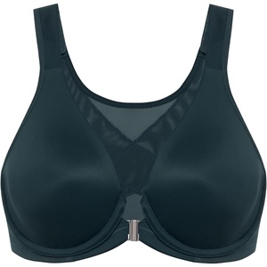 image:imageDELIMIRA Womens Front Closure Bras Posture Full Coverage Plus Size Underwire Unlined Back Support Plunge Seamless Bra BHForest Dark Green