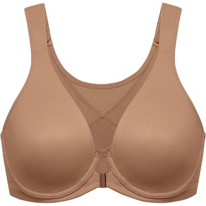 image:imageDELIMIRA Womens Front Closure Bras Posture Full Coverage Plus Size Underwire Unlined Back Support Plunge Seamless Bra BHGravel Beige