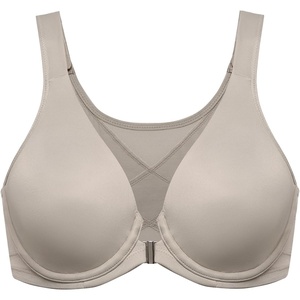 image:imageDELIMIRA Womens Front Closure Bras Posture Full Coverage Plus Size Underwire Unlined Back Support Plunge Seamless Bra BHLight Greenish Gray