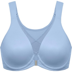 image:imageDELIMIRA Womens Front Closure Bras Posture Full Coverage Plus Size Underwire Unlined Back Support Plunge Seamless Bra BHMoonlight Blue