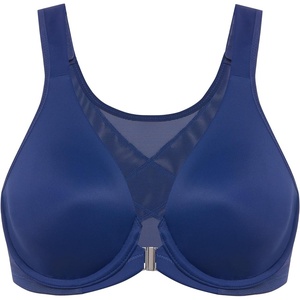 image:imageDELIMIRA Womens Front Closure Bras Posture Full Coverage Plus Size Underwire Unlined Back Support Plunge Seamless Bra BHNightfall Blue