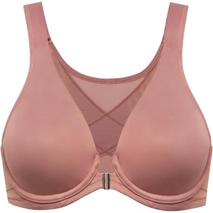 image:imageDELIMIRA Womens Front Closure Bras Posture Full Coverage Plus Size Underwire Unlined Back Support Plunge Seamless Bra BHVintage Rose