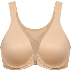 image:imageDELIMIRA Womens Front Closure Bras Posture Full Coverage Plus Size Underwire Unlined Back Support Plunge Seamless Bra BHWarm Beige