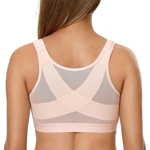 image:imageDELIMIRA Womens Front Closure Posture Wireless Back Support Full Coverage BraApricot Pink
