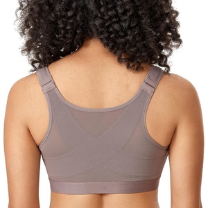 image:imageDELIMIRA Womens Front Closure Posture Wireless Back Support Full Coverage BraCloud Gray