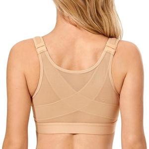image:imageDELIMIRA Womens Front Closure Posture Wireless Back Support Full Coverage BraTaupe Tan