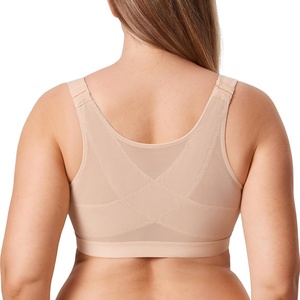image:imageDELIMIRA Womens Inbarely Plus Front Closure Bras Posture Wireless Full Coverage Plus Size Unlined BraBeige