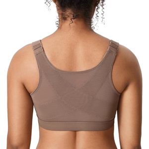 image:imageDELIMIRA Womens Inbarely Plus Front Closure Bras Posture Wireless Full Coverage Plus Size Unlined BraBrown Purple