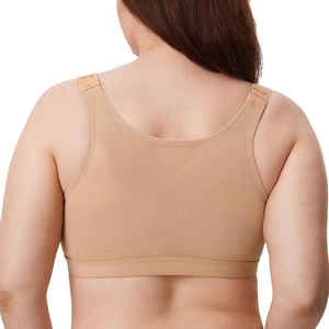 image:imageDELIMIRA Womens Inbarely Plus Front Closure Bras Posture Wireless Full Coverage Plus Size Unlined BraWarm Beige
