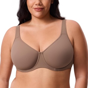 image:imageDELIMIRA Womens Inbarely Plus Full Coverage Bra Plus Size Underwire Unlined Seamless BrasBrown Purple